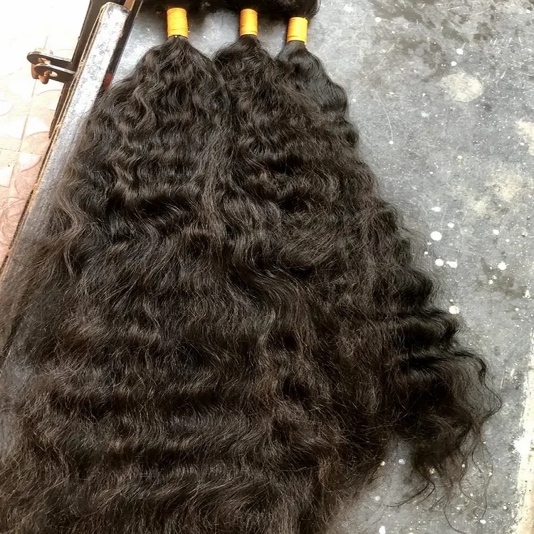 Raw Hair || Bulk Hair Braids || Natural Black || Curly || 12" Inch