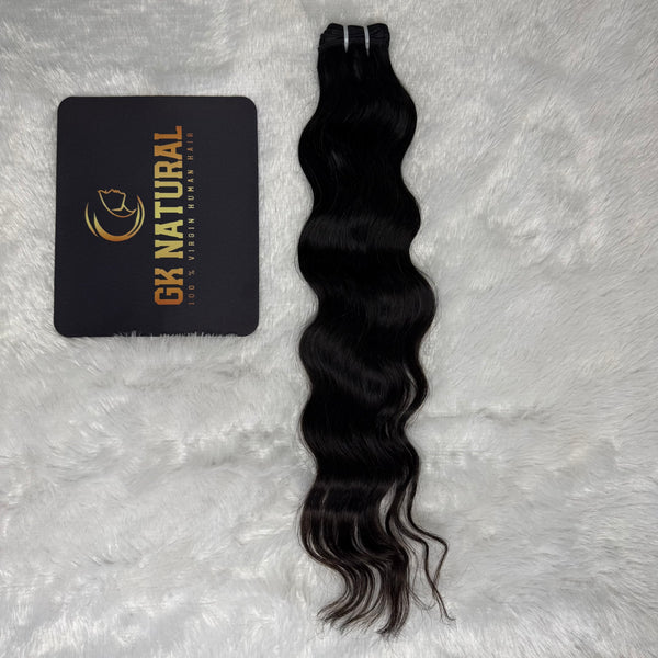 Raw Hair Bundle || Wavy Hair || Natural Black || Machine Weft Hair Extension || 10" Inch