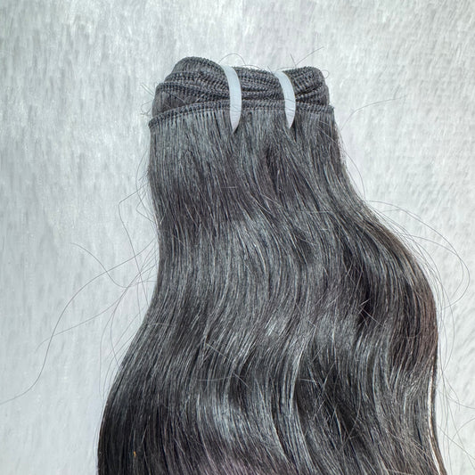 Raw Hair Bundle || Wavy Hair || Natural Black || Machine Weft Hair Extension || 14" Inch