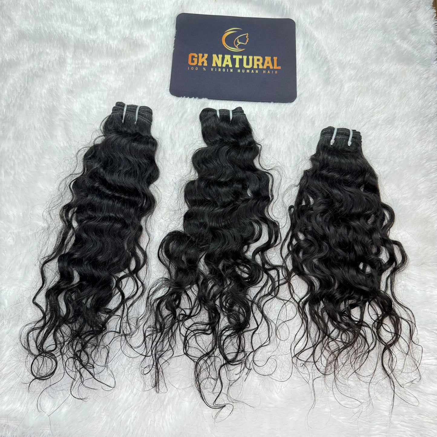 Raw Hair Bundle || Curly Hair || Natural Black || Machine Weft Hair Extension || 22" Inch