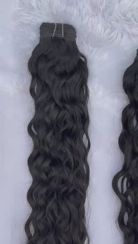 Raw Hair Bundle || Curly Hair || Natural Black || Machine Weft Hair Extension || 14" Inch